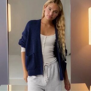 American Eagle Women's Navy Blue Cardigan Sweater